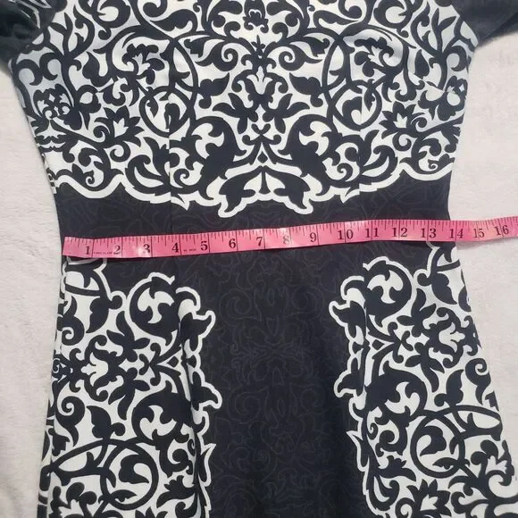Laundry By Shelli Segal Dress Women's Size 6 Black White Short Sleeve Floral - Picture 11 of 15